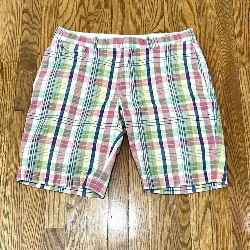 Polo by Ralph Lauren Plaid 1967 Flat Front Shorts. Size 34.